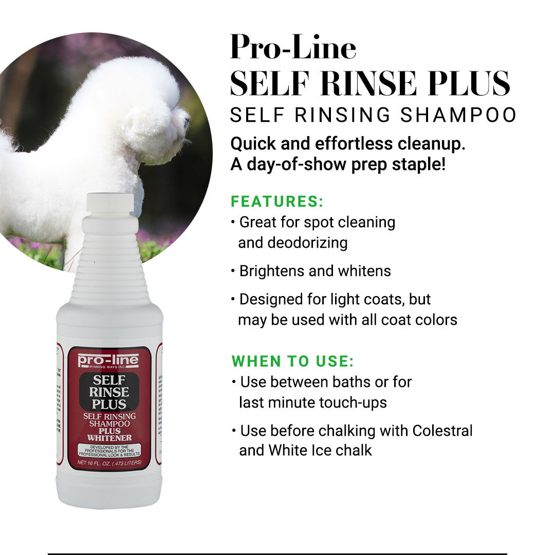 Pro-Line Self Rinse Plus Self Rinsing Shampoo: Quick and effortless cleanup. A day-of-show prep staple! Features: