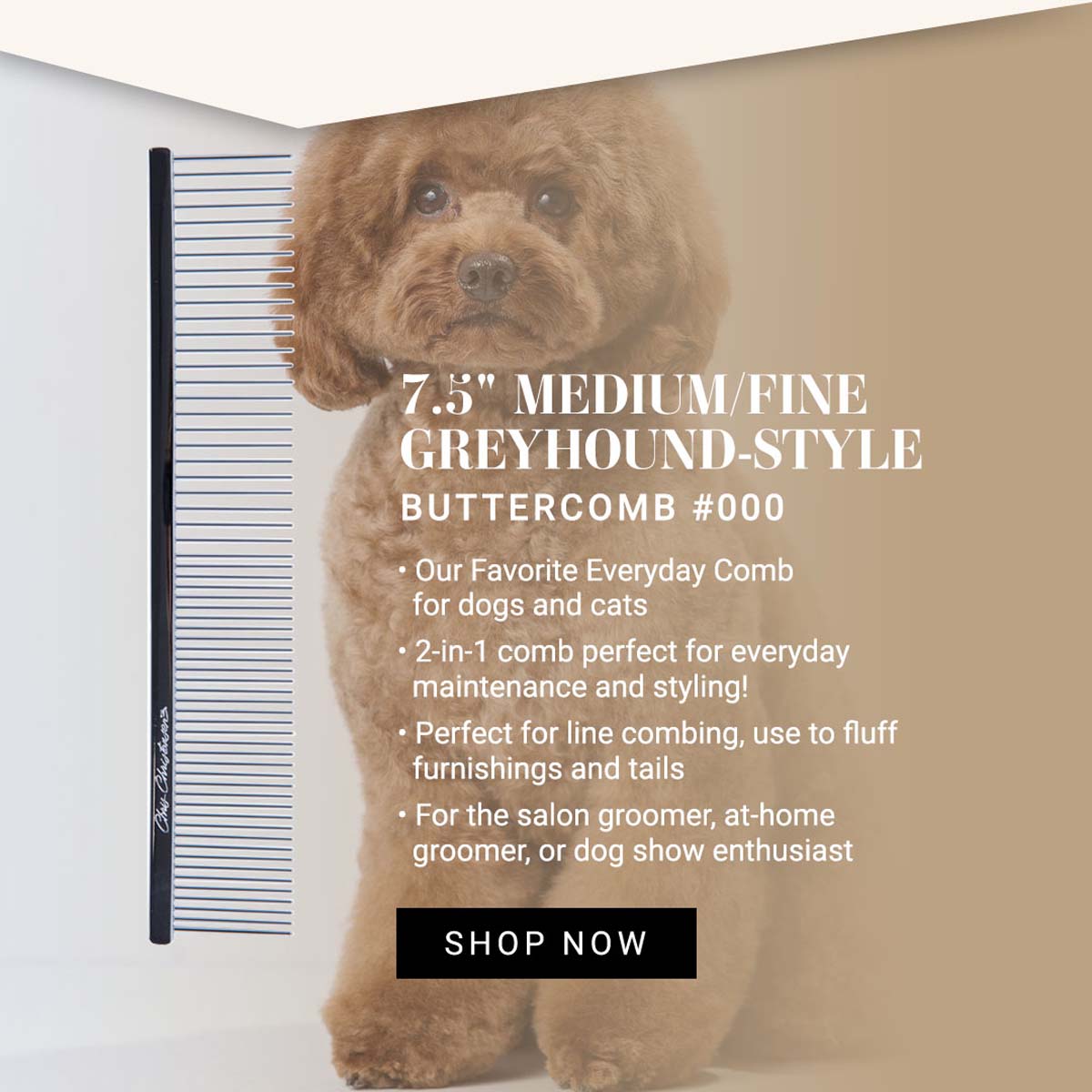 Chris Christensen 7.5" Fine/Coarse Greyhound-Style Buttercomb #000