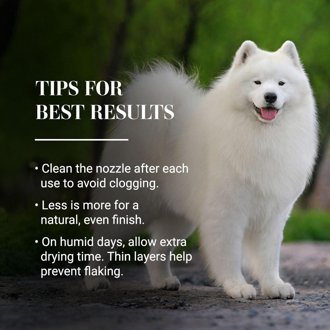 Tips for Best Results
- Clean the nozzle after each use to avoid clogging.
- Less is more for a natural, even finish.
- On humid days, allow extra drying time. Thin layers help prevent flaking.