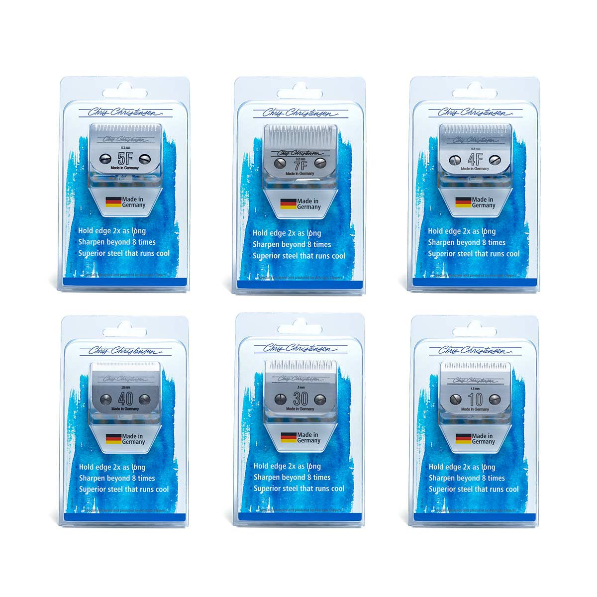 Chris Christensen High Carbon Steel Blades in packaging