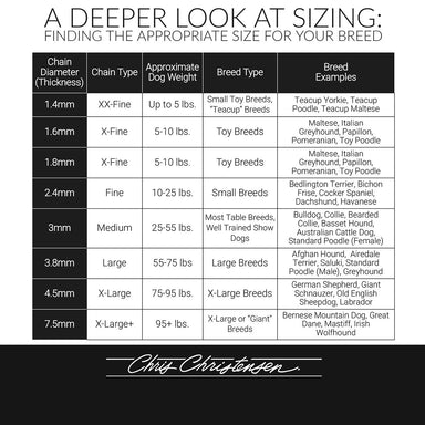 Champagne Martingale Chain Collars - Sizing