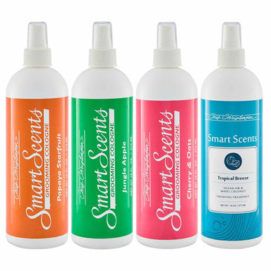 Collection of Chris Christensen Smart Scents Colognes for canines and felines