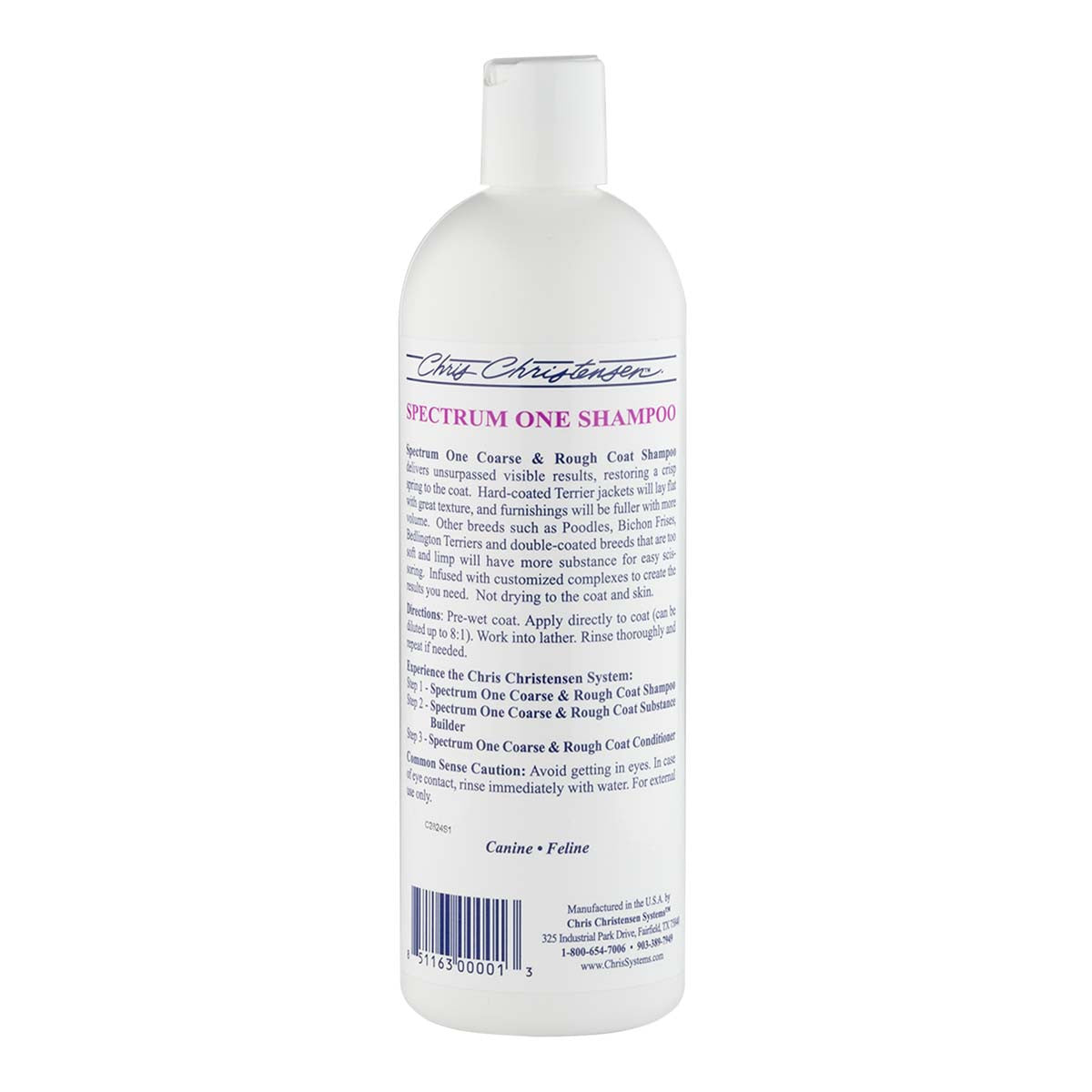 Spectrum One Coarse and Rough Coat Shampoo 16 Ounce Back